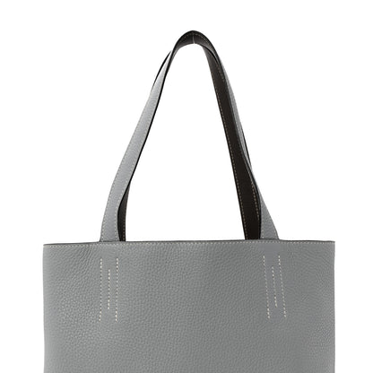 Hermes Taurillon Clemence Evercolor Double Sens 28 Reversible Tote  Etain Bleu Glacier 10 of 16