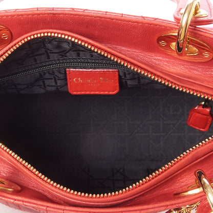 Christian Dior Lambskin Cannage Medium Lady Dior Red 9 of 9