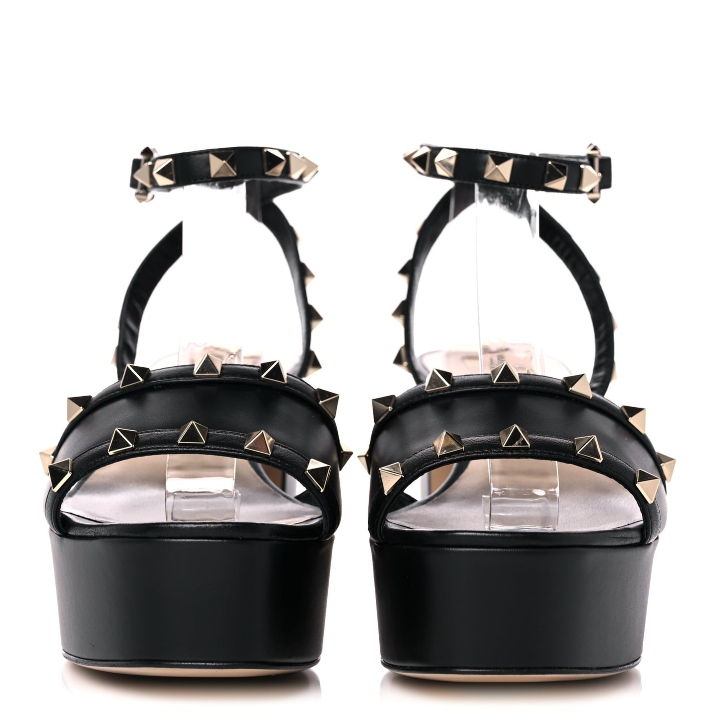 Calfskin Rockstud 35/75mm Platform Sandals 37.5 Black