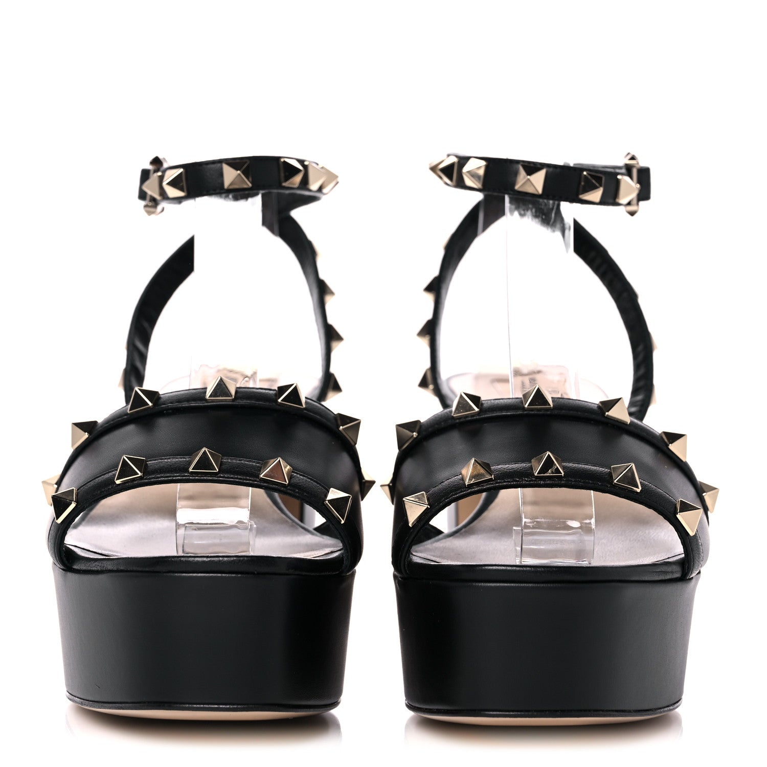 Valentino Garavani Calfskin Rockstud 35/75mm Platform Sandals 37.5 Black 2 of 10