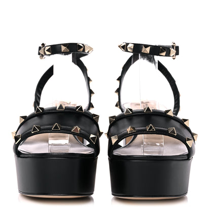 Valentino Garavani Calfskin Rockstud 35/75mm Platform Sandals 37.5 Black 2 of 10