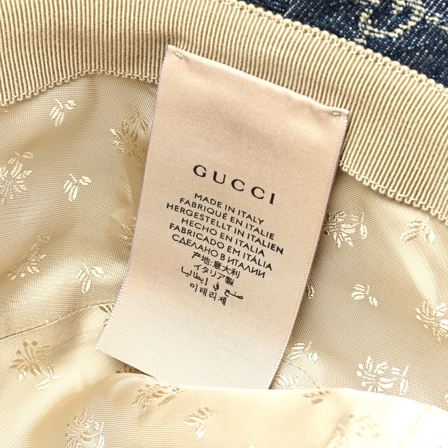 Washed Jacquard Denim Nappa GG Monogram Oscar Bucket Hat L Denim Cuir