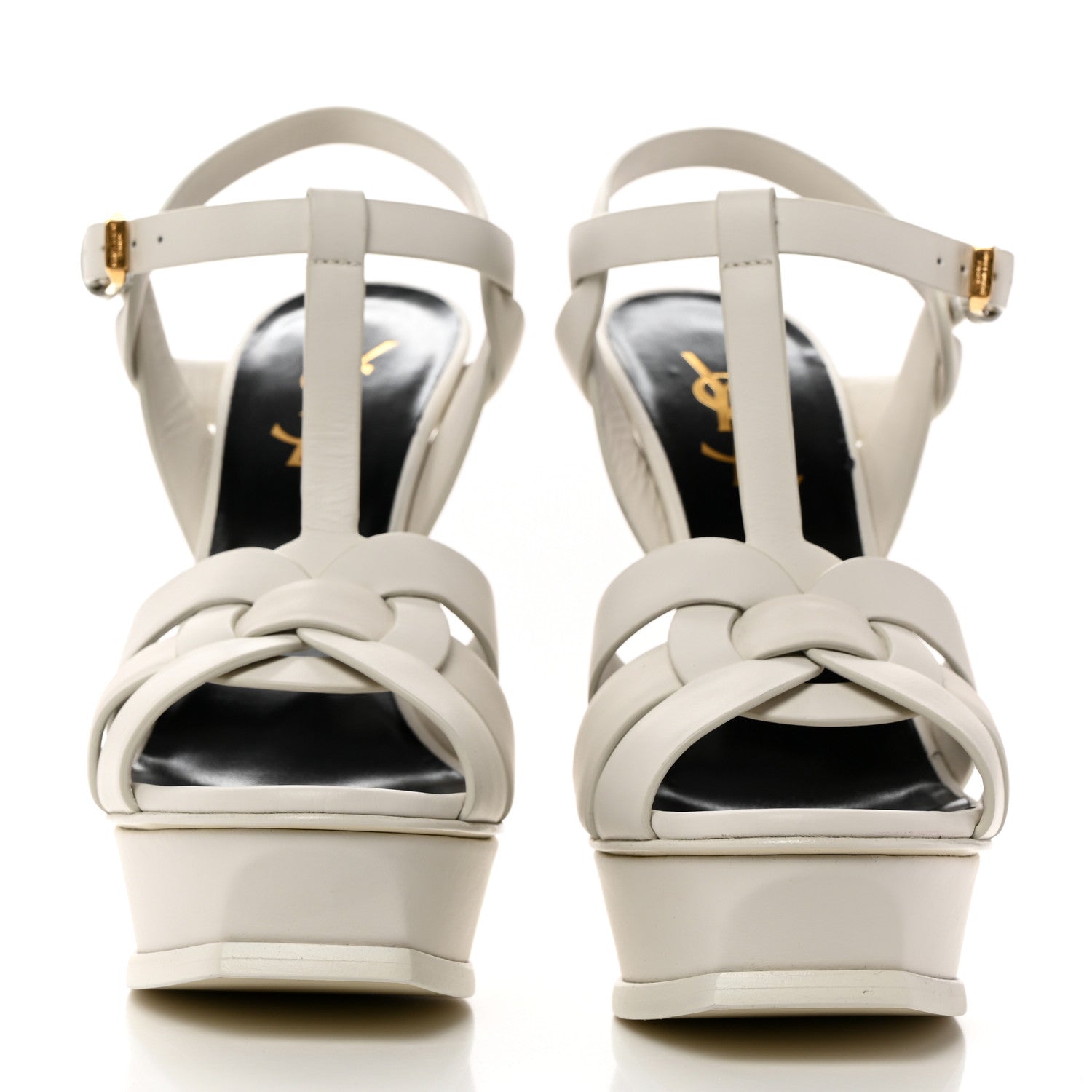 Saint Laurent Calfskin Tribute 105 Platform Sandals 37 Porcellana 2 of 11