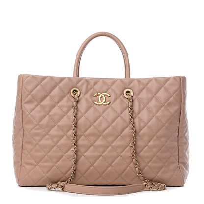 Chanel Caviar Quilted Large Coco Handle Shopping Tote Beige 1 of 9
