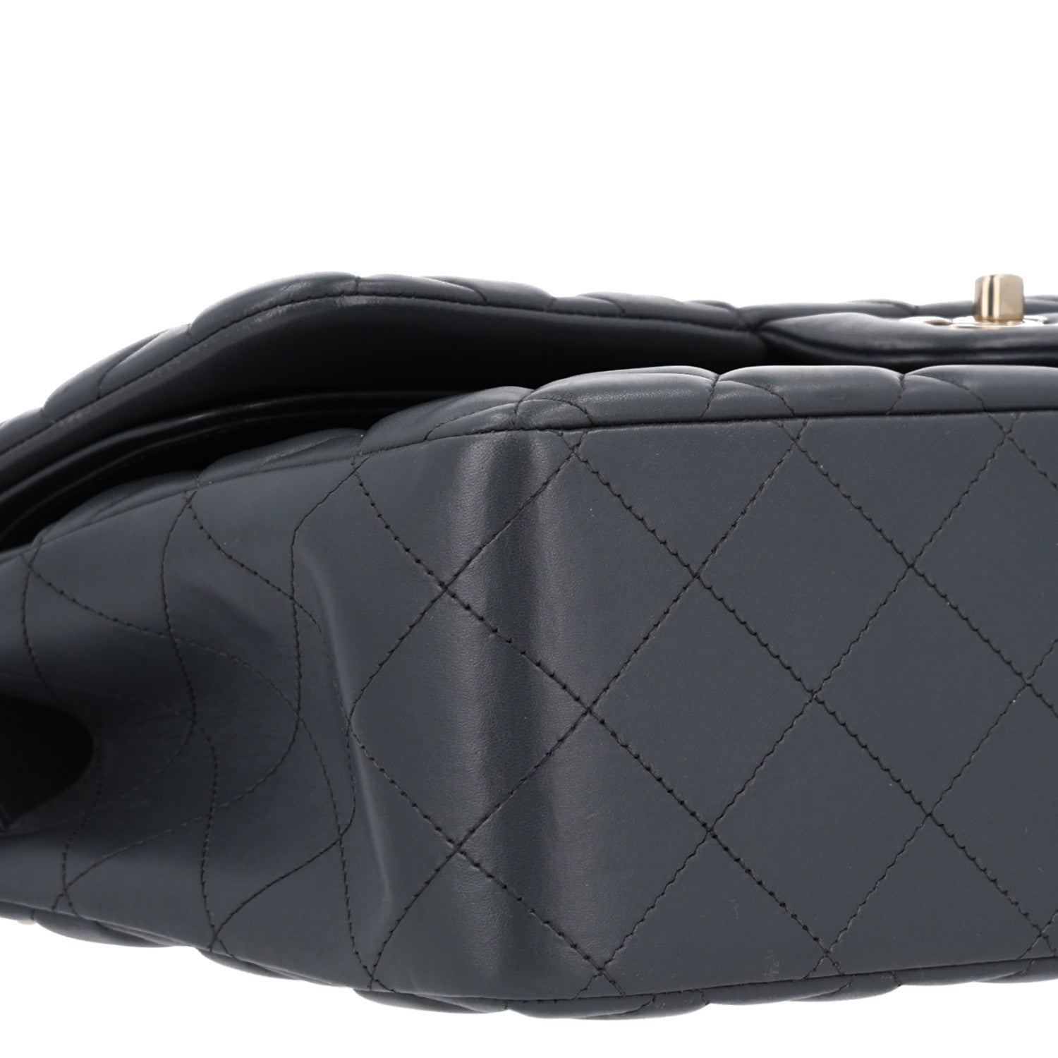Chanel Lambskin Quilted Jumbo Double Flap Dark Grey 10 of 11