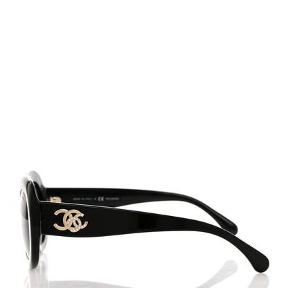 Chanel Acetate Polarized Oval CC Sunglasses 5469-B Black 3 of 8