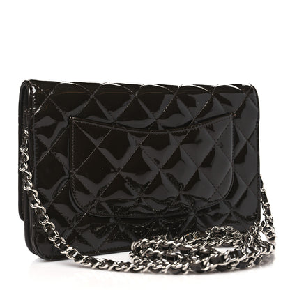 Chanel Patent Quilted Wallet On Chain WOC Dark Brown 3 of 12