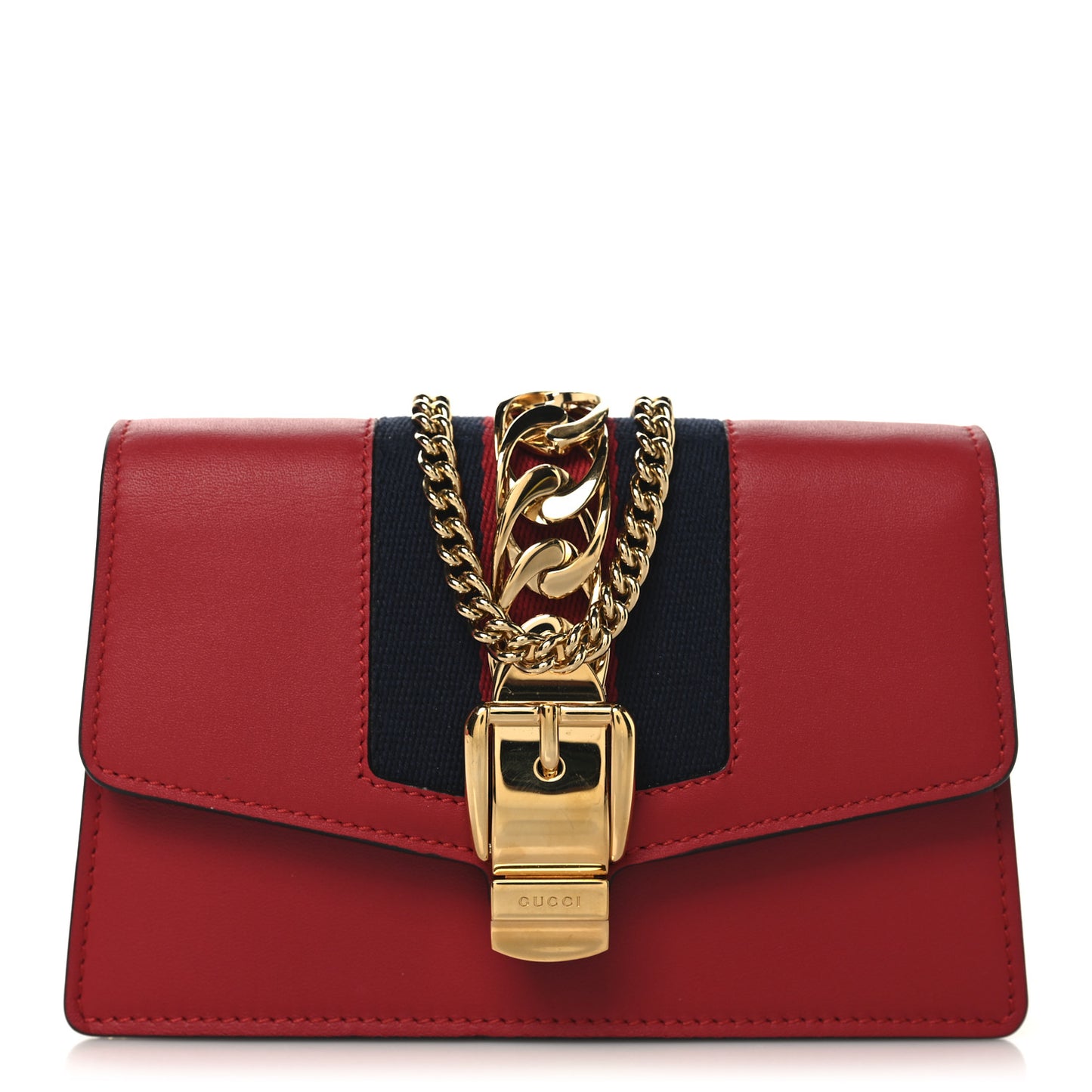 Calfskin Super Mini Sylvie Chain Shoulder Bag Hibiscus Red