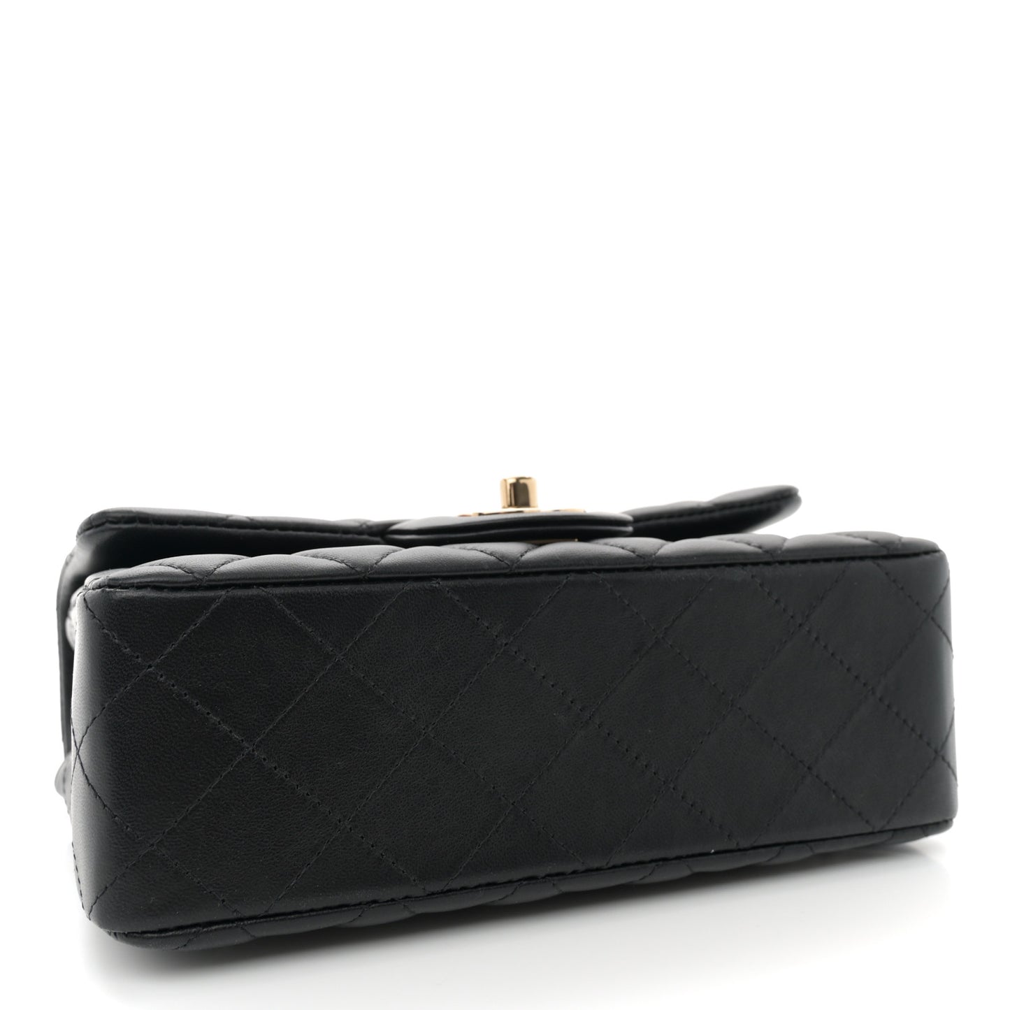 Lambskin Quilted Mini Rectangular Flap Black