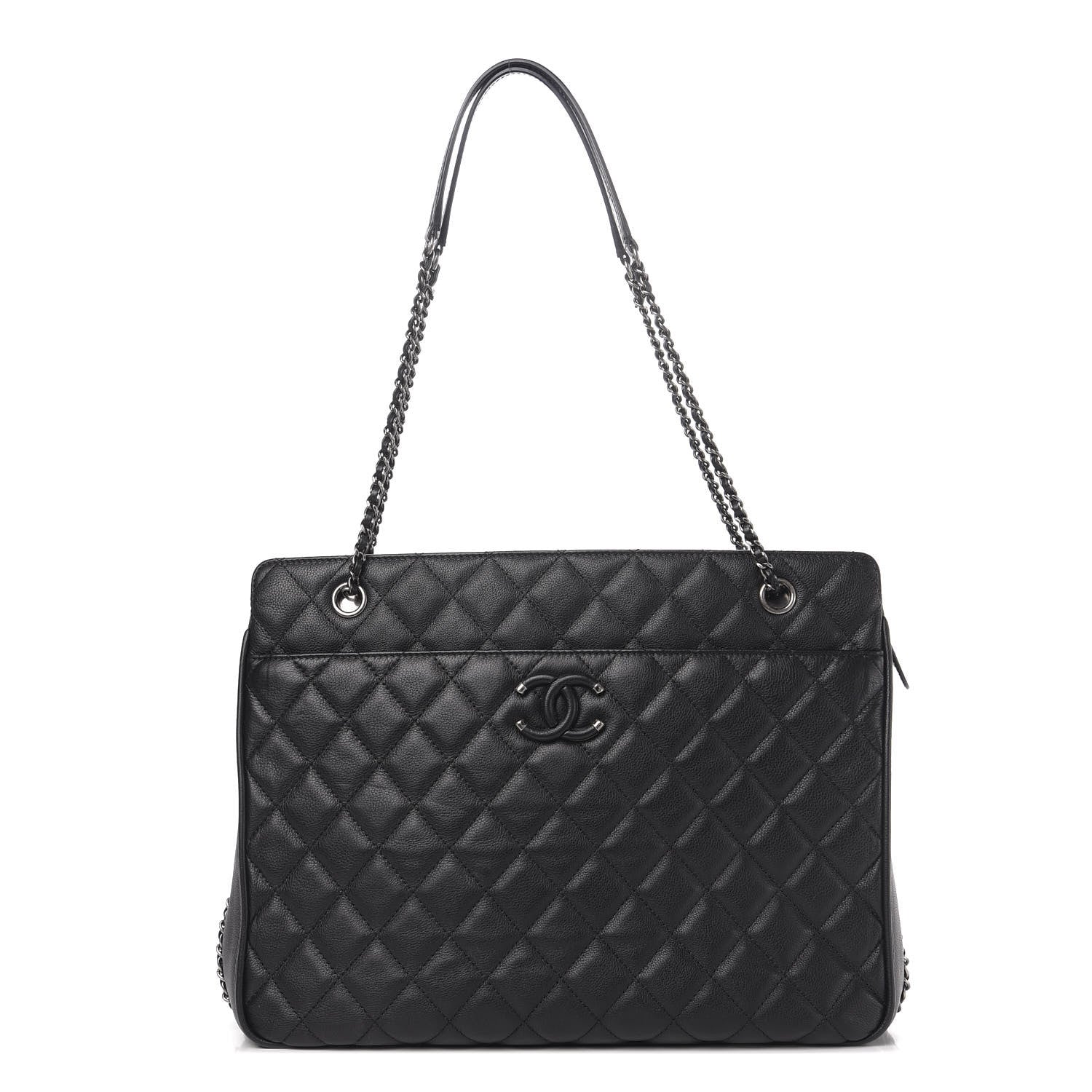 Chanel Calfskin Quilted Frame In Chain Tote Black 1 of 11