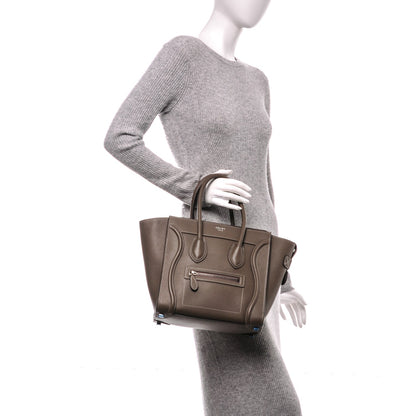 Celine Drummed Calfskin Micro Luggage Souris 2 of 8