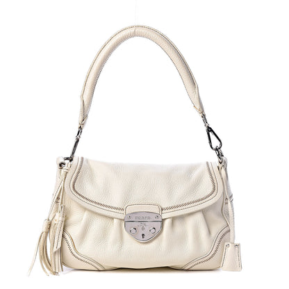 Prada Vitello Daino Pushlock Flap Shoulder Bag Bianco 1 of 21