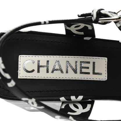 Chanel Lambskin Printed CC Sandals 41 Black White 7 of 9