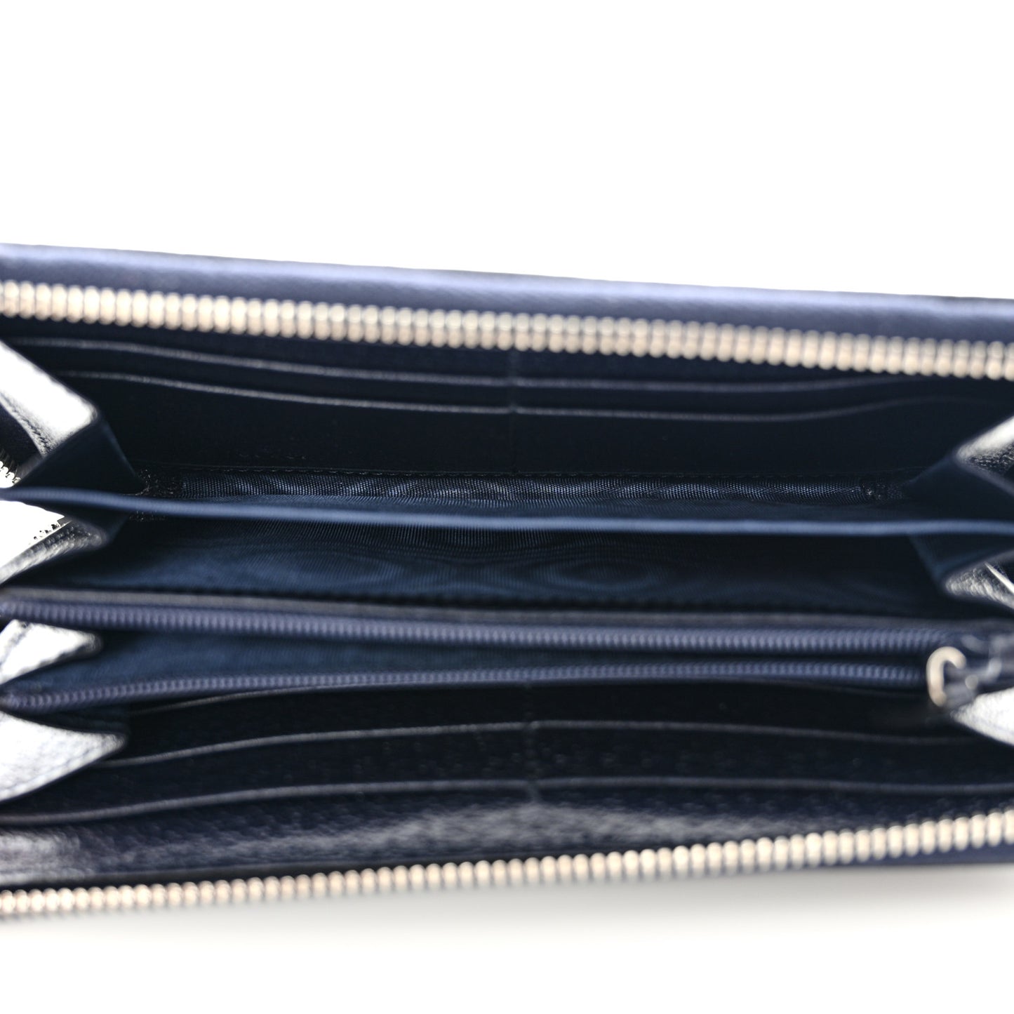 GG Supreme Monogram Textured Dollar Calfskin Web Ophidia Zip Around Wallet Beige Blue