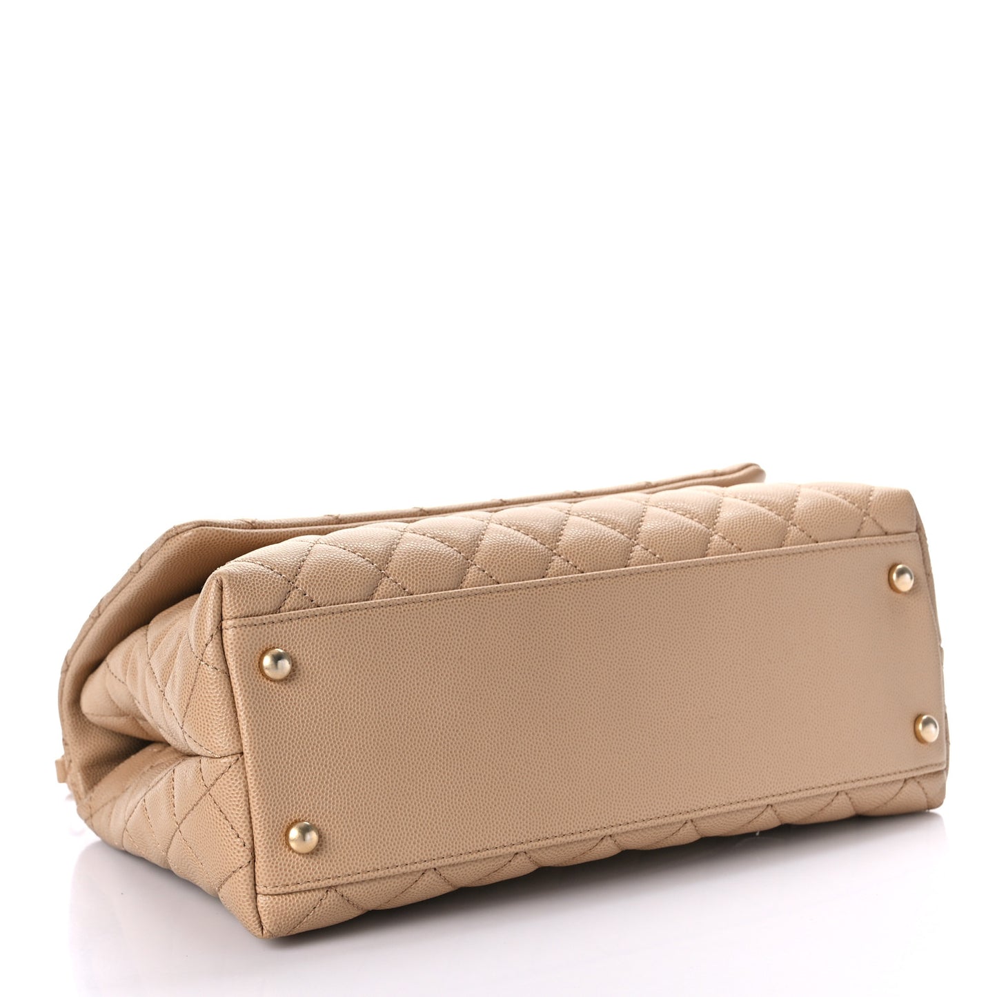 Caviar Lizard Embossed Quilted Small Coco Handle Flap Beige