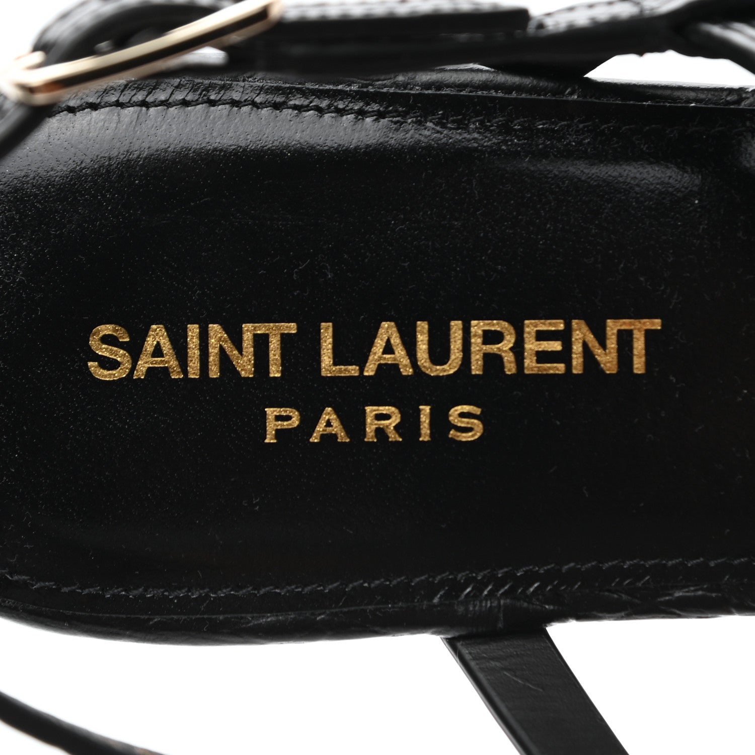 Saint Laurent Patent Calfskin Cassandra Monogram Sandals 37.5 Black 8 of 9