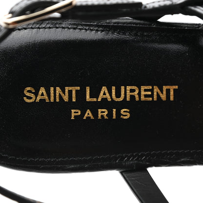 Saint Laurent Patent Calfskin Cassandra Monogram Sandals 37.5 Black 8 of 9