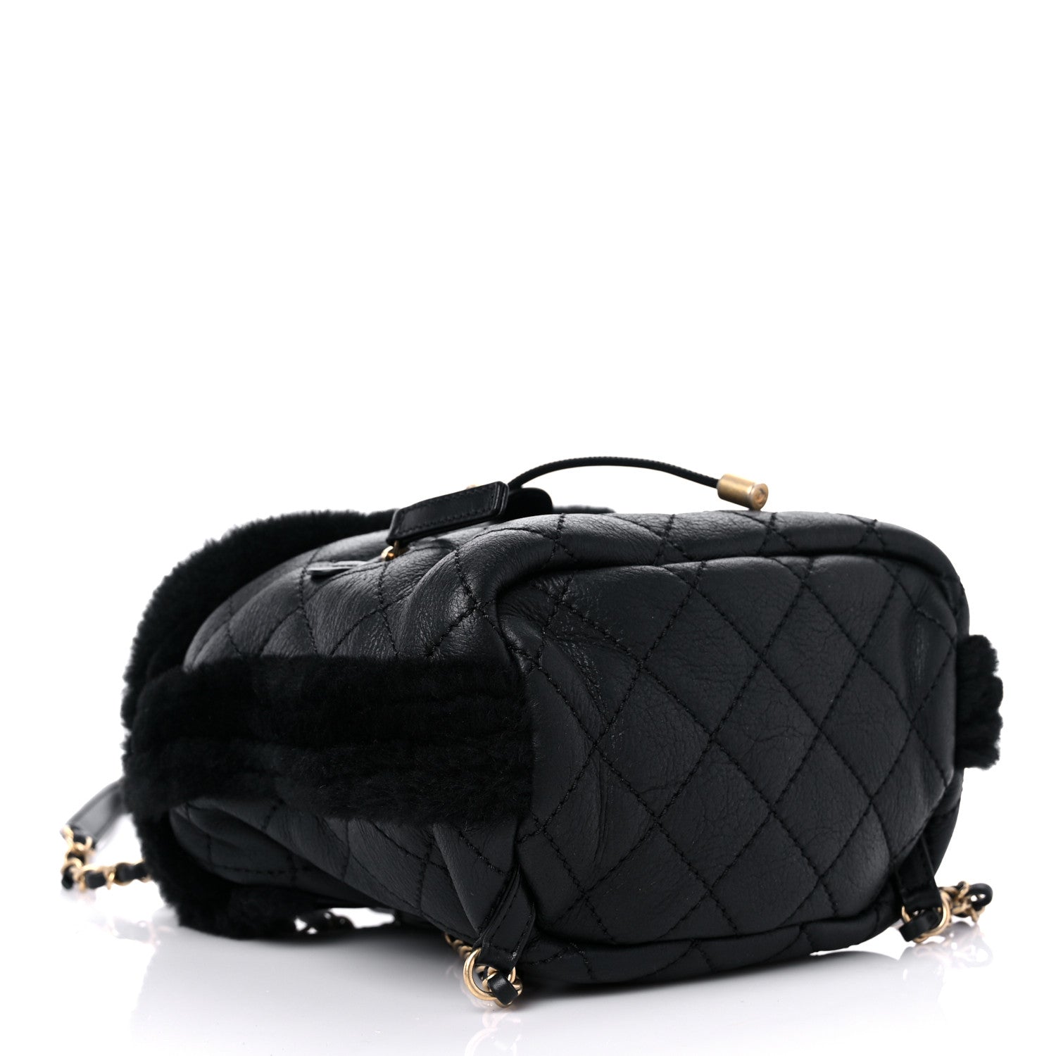 Chanel Lambskin Shearling Quilted CC Backpack Black 4 of 10