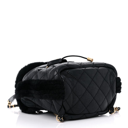 Chanel Lambskin Shearling Quilted CC Backpack Black 4 of 10