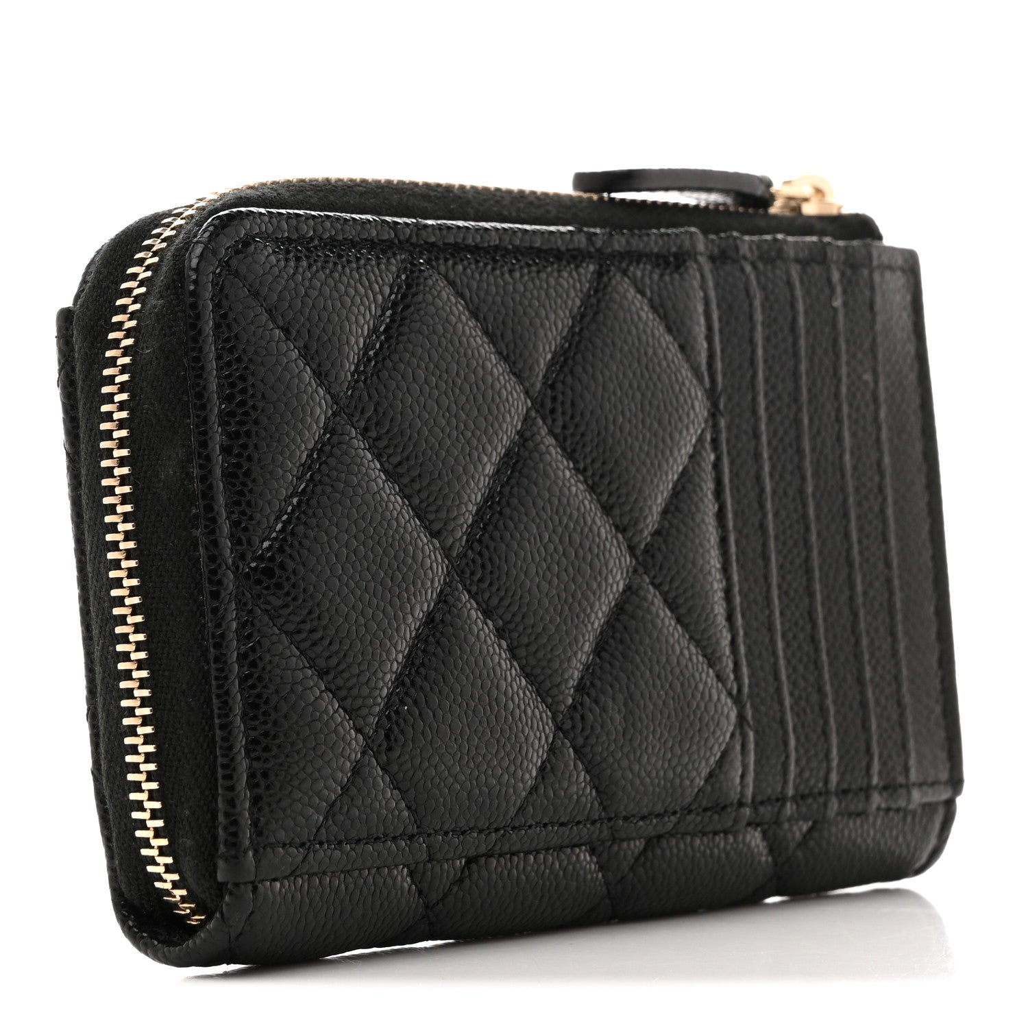 Chanel Caviar Quilted CC Zip Around Card Holder Black 3 of 9