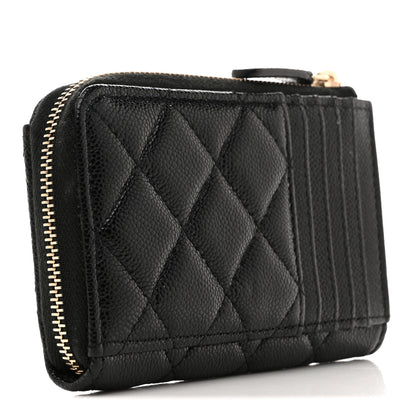 Chanel Caviar Quilted CC Zip Around Card Holder Black 3 of 9
