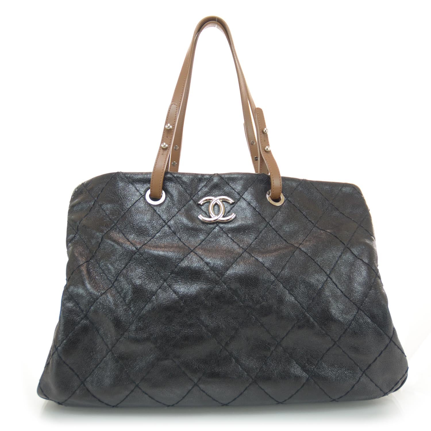 Chanel Glazed Calfskin Large On The Road Tote Black 1 of 9