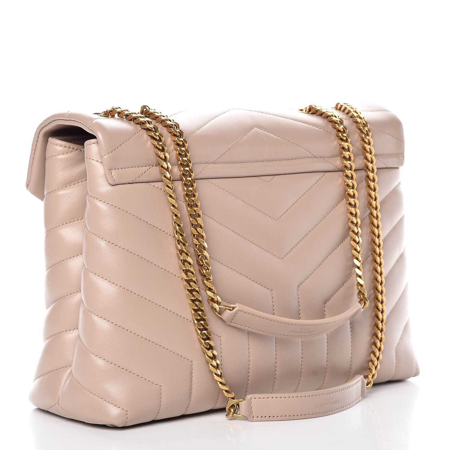 Saint Laurent Calfskin Y Quilted Monogram Medium Loulou Chain Satchel Light Natural 3 of 10
