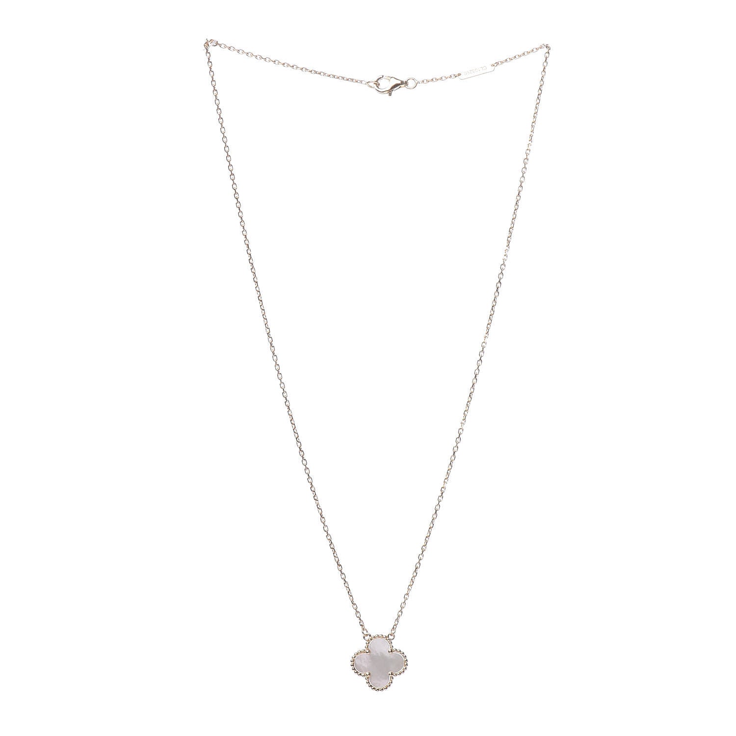Van Cleef & Arpels 18K Yellow Gold Mother of Pearl Vintage Alhambra Pendant Necklace 3 of 7