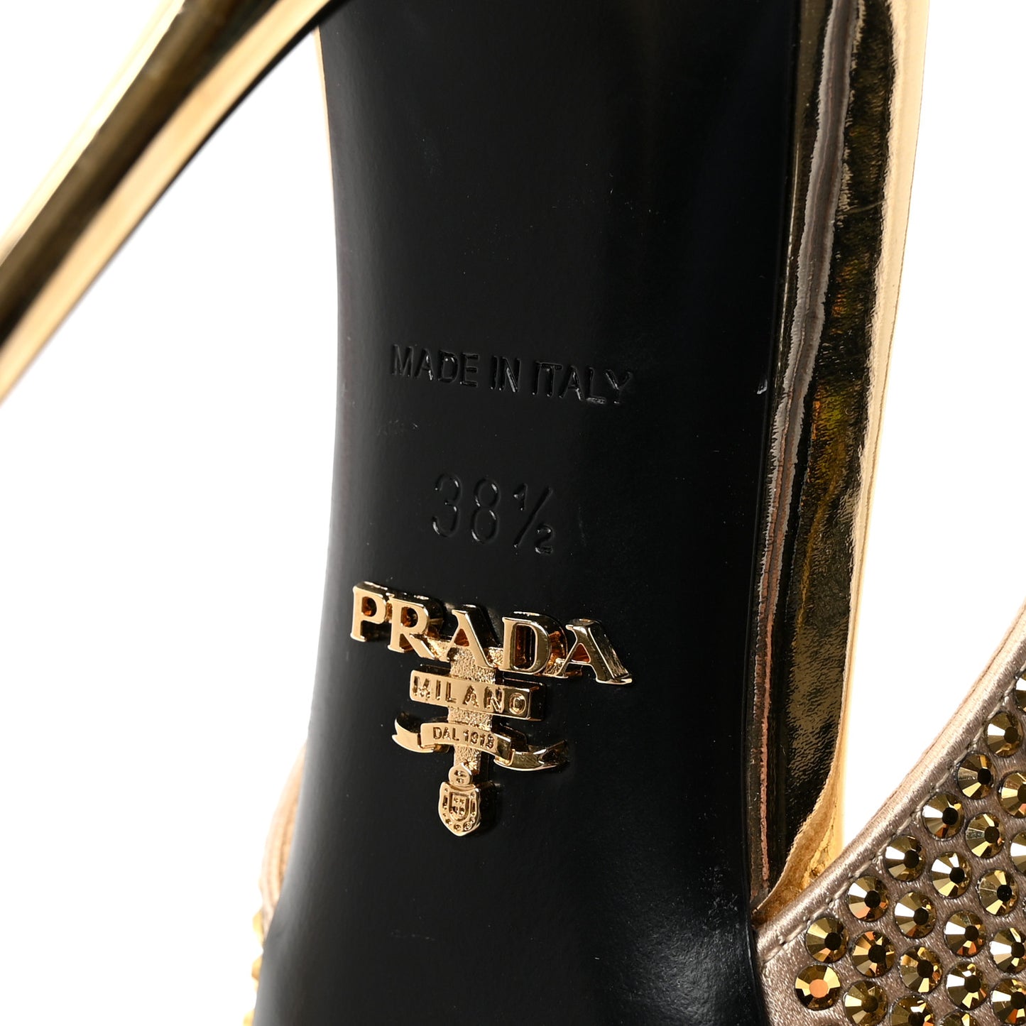 Satin Crystal Triangle Logo 85mm Slingback Pumps 38.5 Platino