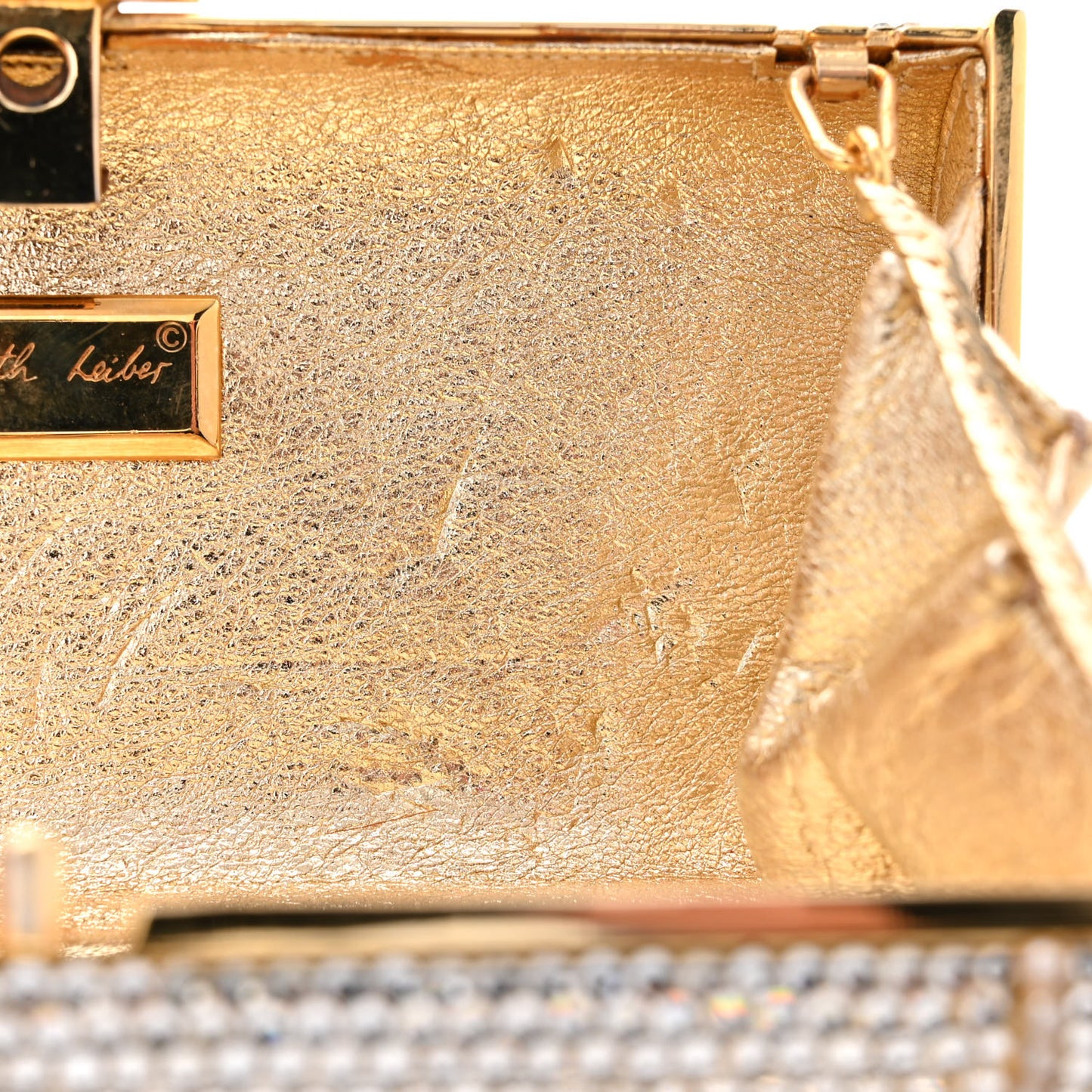 Swarovski Crystal Pearl Floral Minaudiere Clutch Gold Multicolor