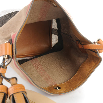 Burberry Canvas Mega Check Mini Ashby Tassel Crossbody Saddle Brown 6 of 9