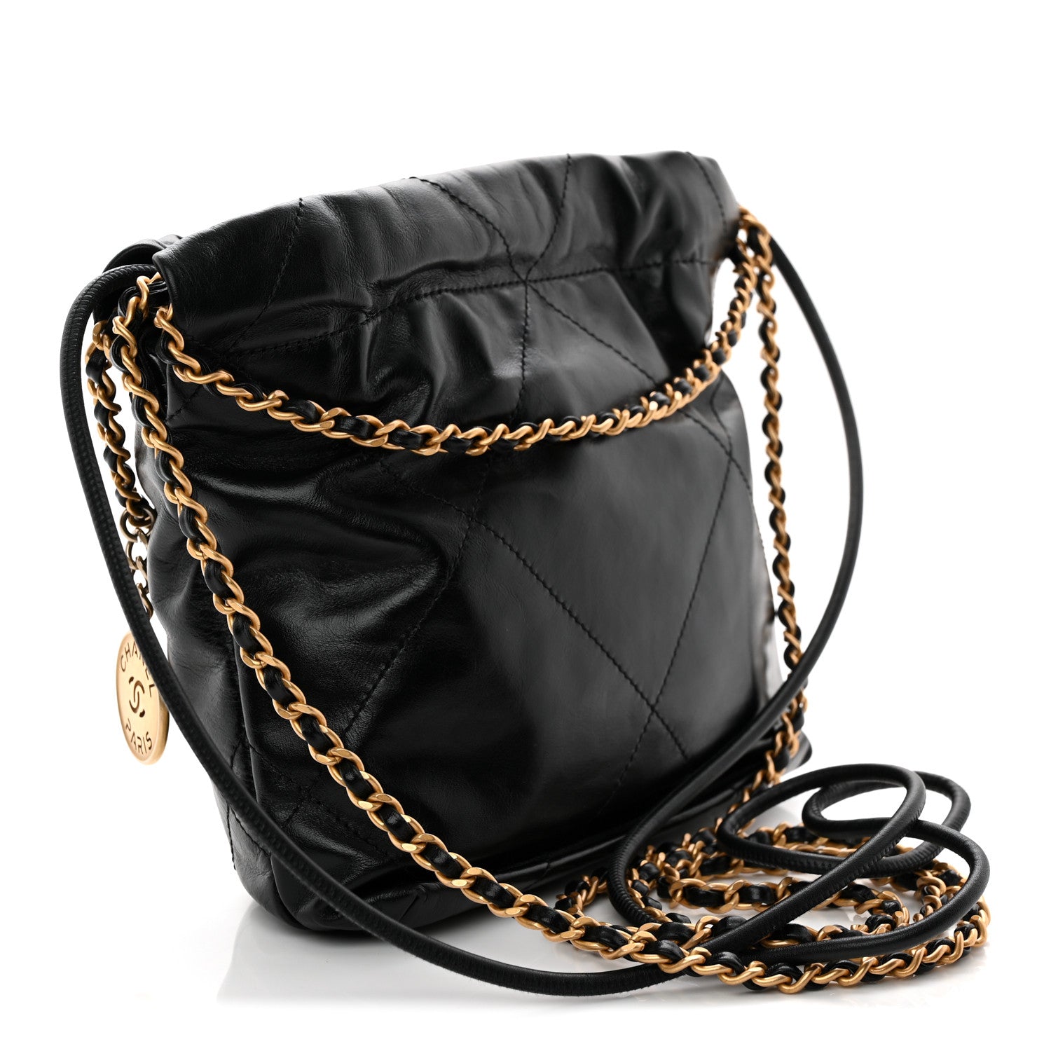 Chanel Shiny Calfskin Quilted Mini Chanel 22 Black 3 of 11