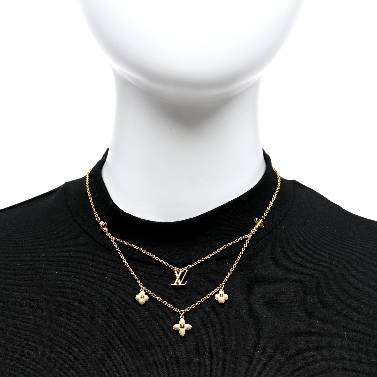 Louis Vuitton Pearl LV Floragram Necklace Gold 2 of 4