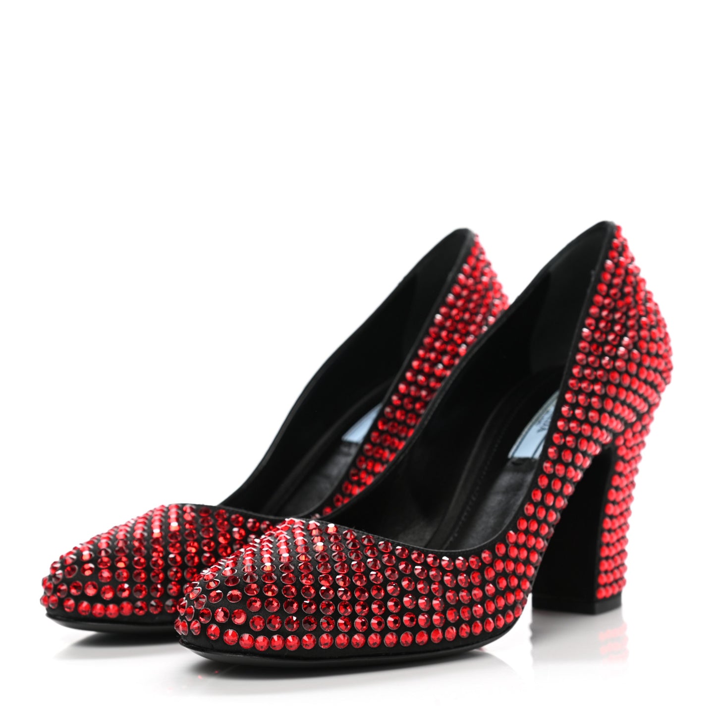 Satin Crystal 85mm Pumps 38.5 Rubino
