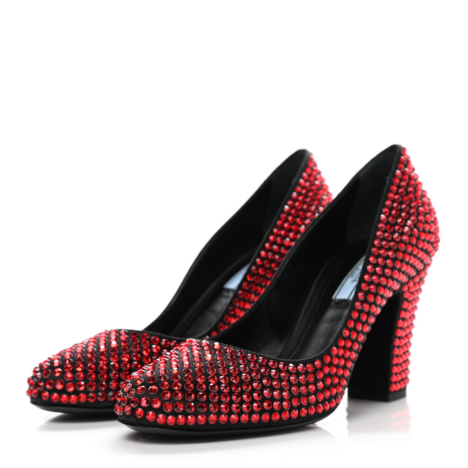 Prada Satin Crystal 85mm Pumps 38.5 Rubino 3 of 7