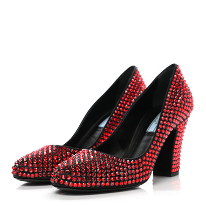 Prada Satin Crystal 85mm Pumps 38.5 Rubino 3 of 7