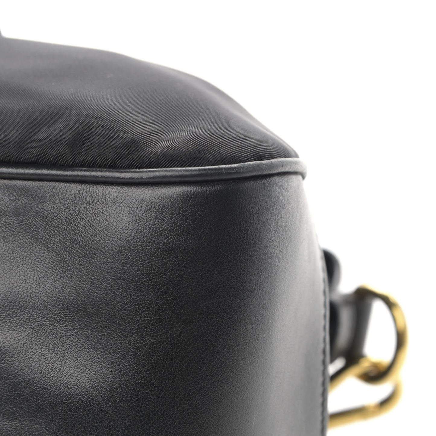 Nylon Tessuto Soft Calfskin Small Shopping Satchel Black