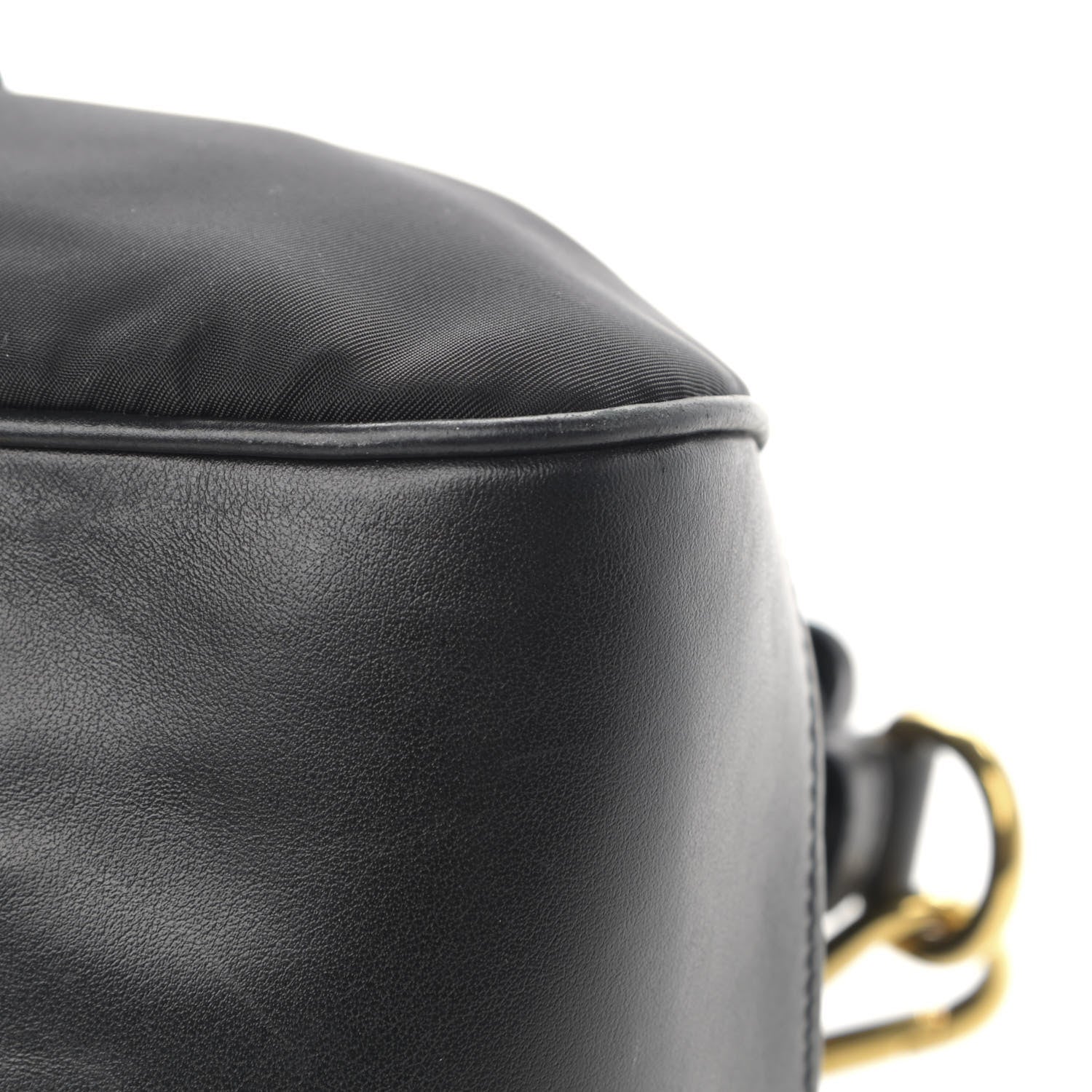 Prada Nylon Tessuto Soft Calfskin Small Shopping Satchel Black 10 of 14