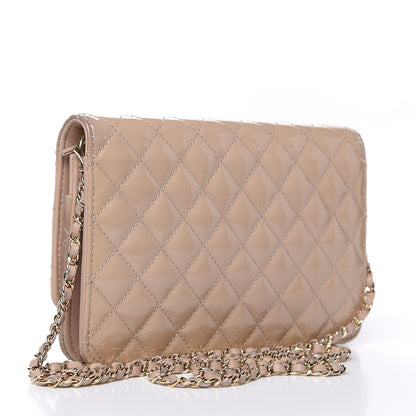 Chanel Patent Quilted Golden Class Clutch With Chain Light Beige 3 of 14