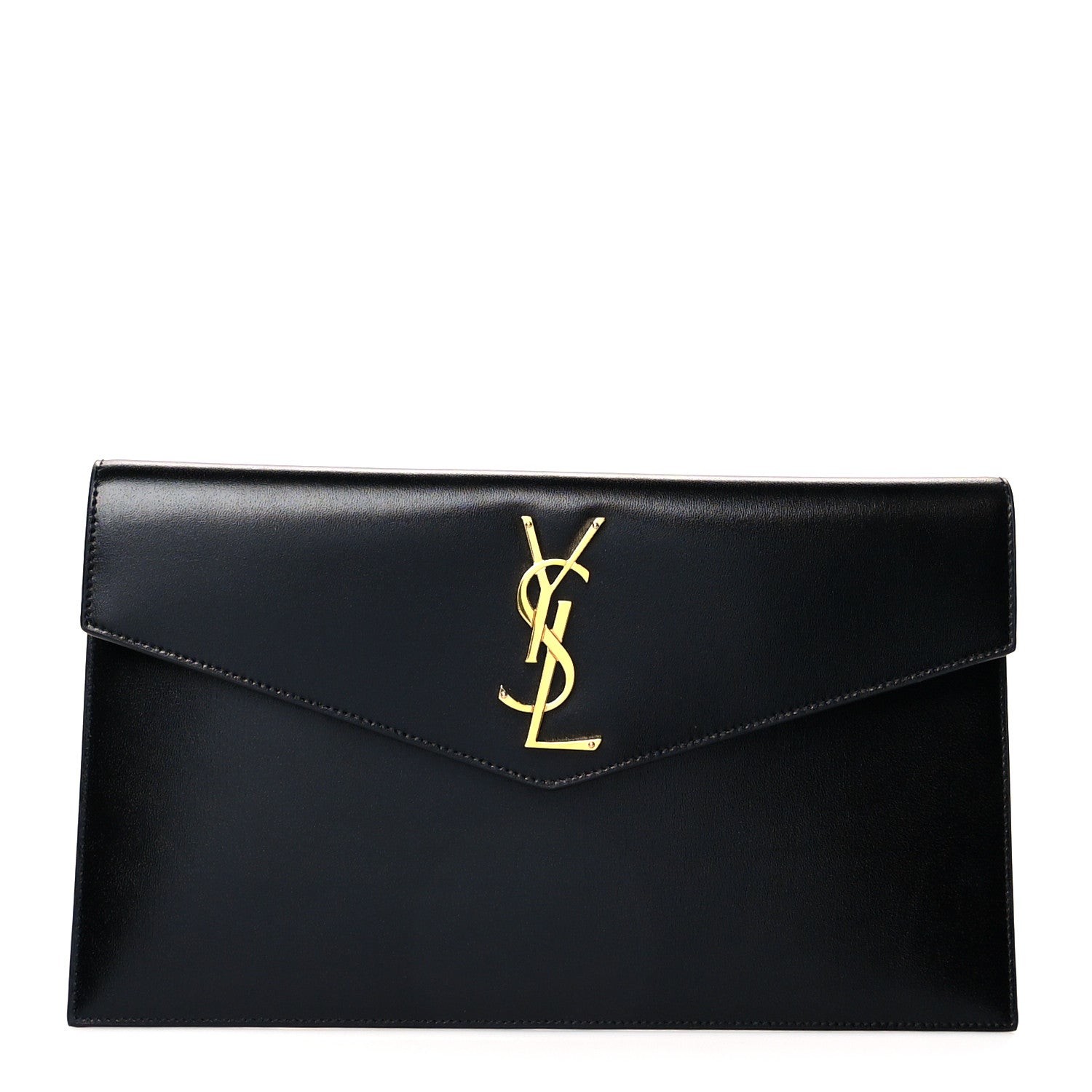 Saint Laurent Smooth Shiny Calfskin Monogram Uptown Pouch Black 1 of 9