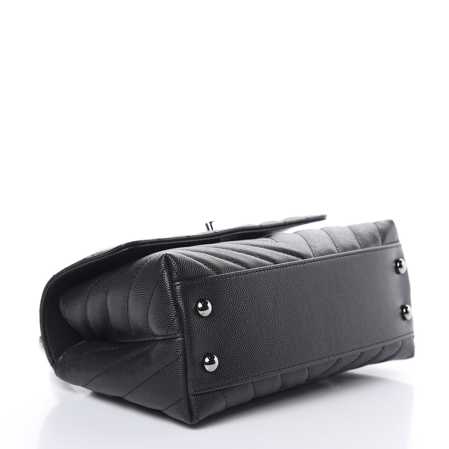 Caviar Chevron Quilted Mini Coco Handle Flap Black