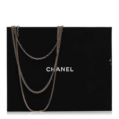 Chanel Baguette Crystal Gripoix Poured Glass CC Multi Strand Chain Necklace Light Gold 6 of 6