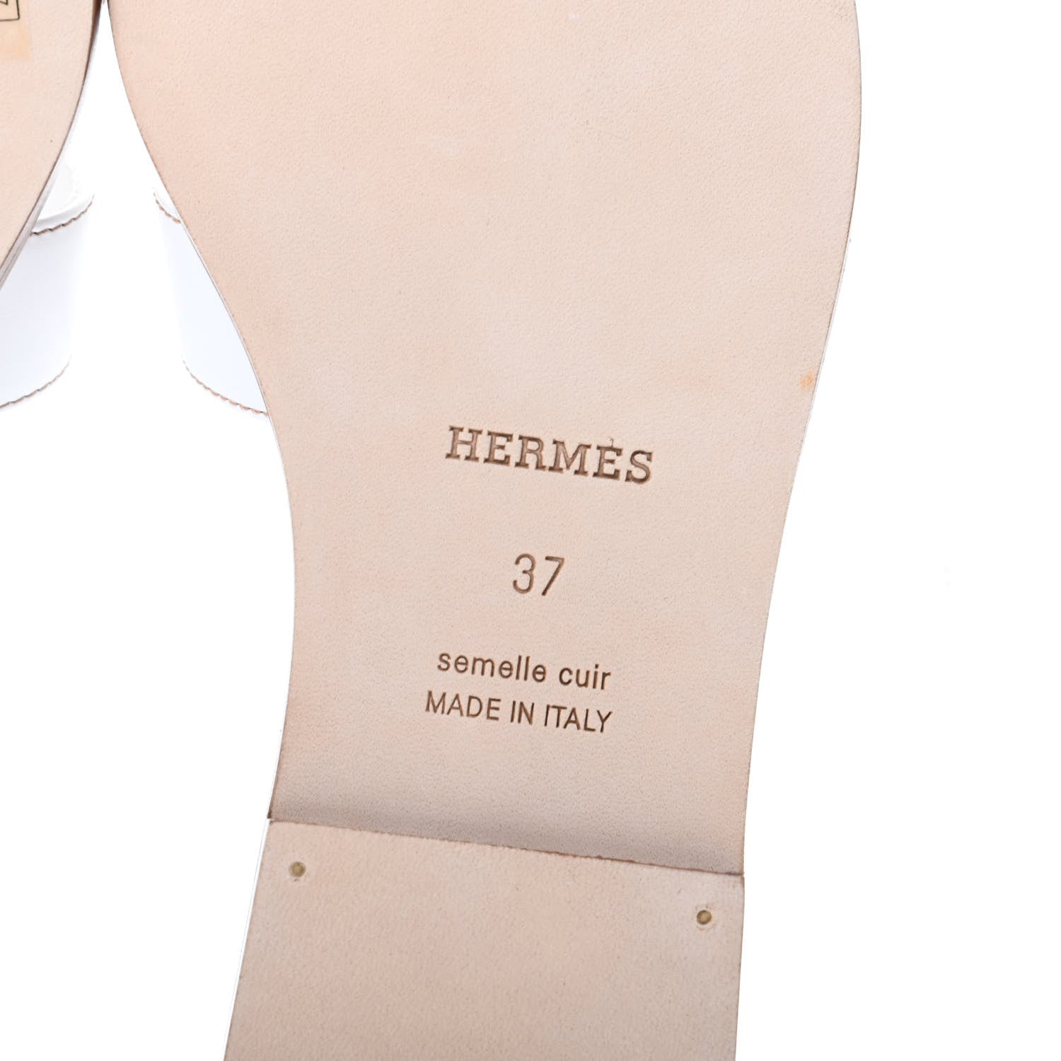 Hermes Box Calfskin Oran Sandals 37 White 6 of 8