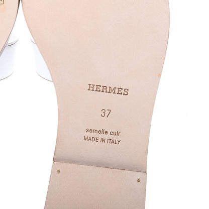 Hermes Box Calfskin Oran Sandals 37 White 6 of 8