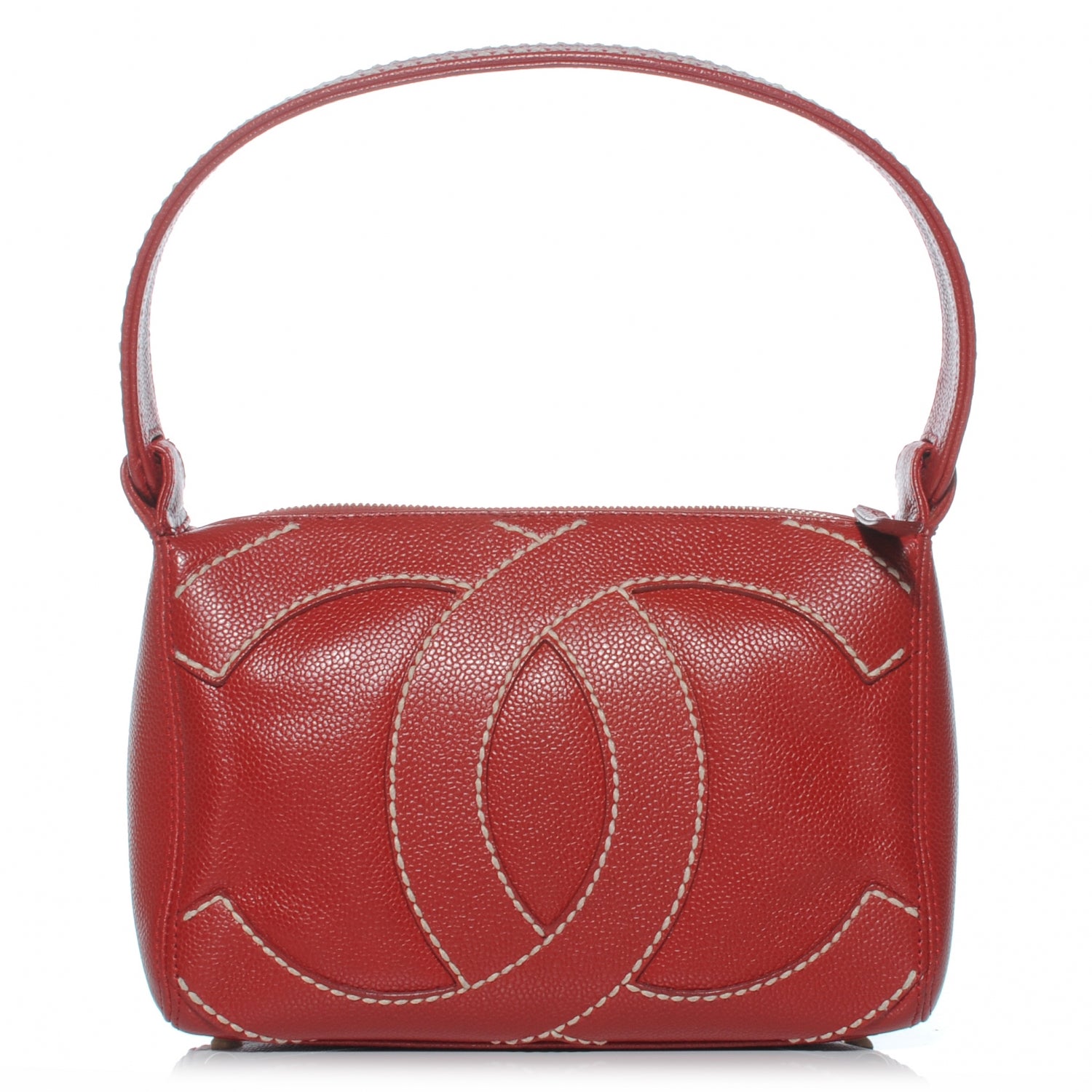 Chanel Caviar CC Stitched Small Hobo Red 1 of 7