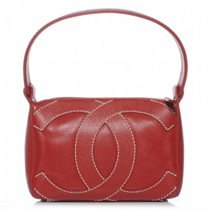 Chanel Caviar CC Stitched Small Hobo Red 1 of 7