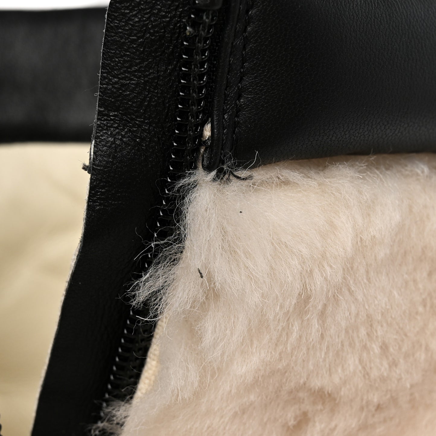 Shearling Lambskin Logo Ankle Boots 38.5 Ivory Black