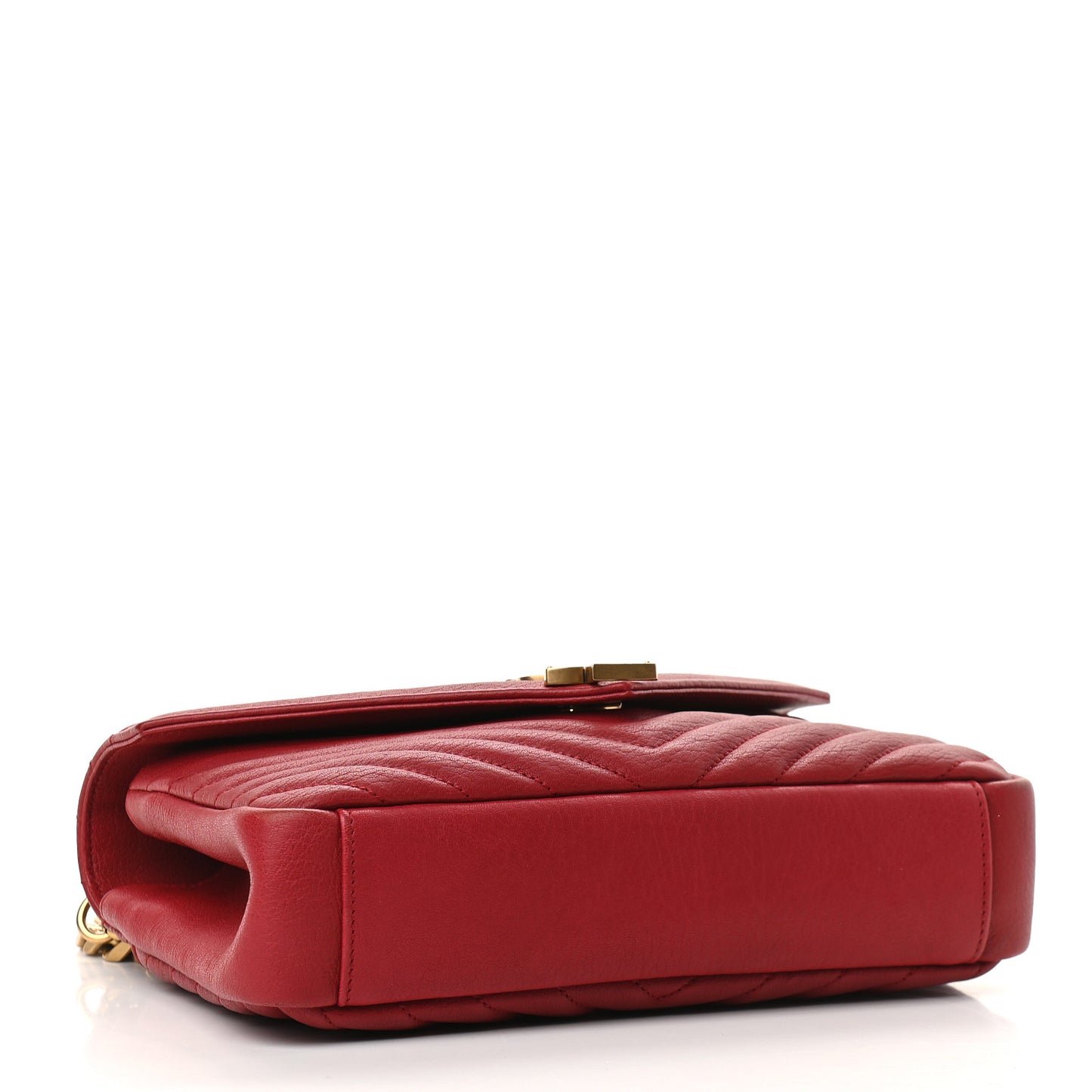 Sheepskin Matelasse Chevron Monogram Medium College Bag Lipstick Red