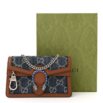 Gucci New Denim GG Monogram Dollar Calfskin Enamel Super Mini Dionysus Shoulder Bag Blue Tea Cuir Epilog Electric Blue 12 of 12
