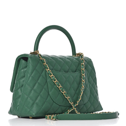 Chanel Caviar Quilted Small Coco Handle Flap Green 3 of 10